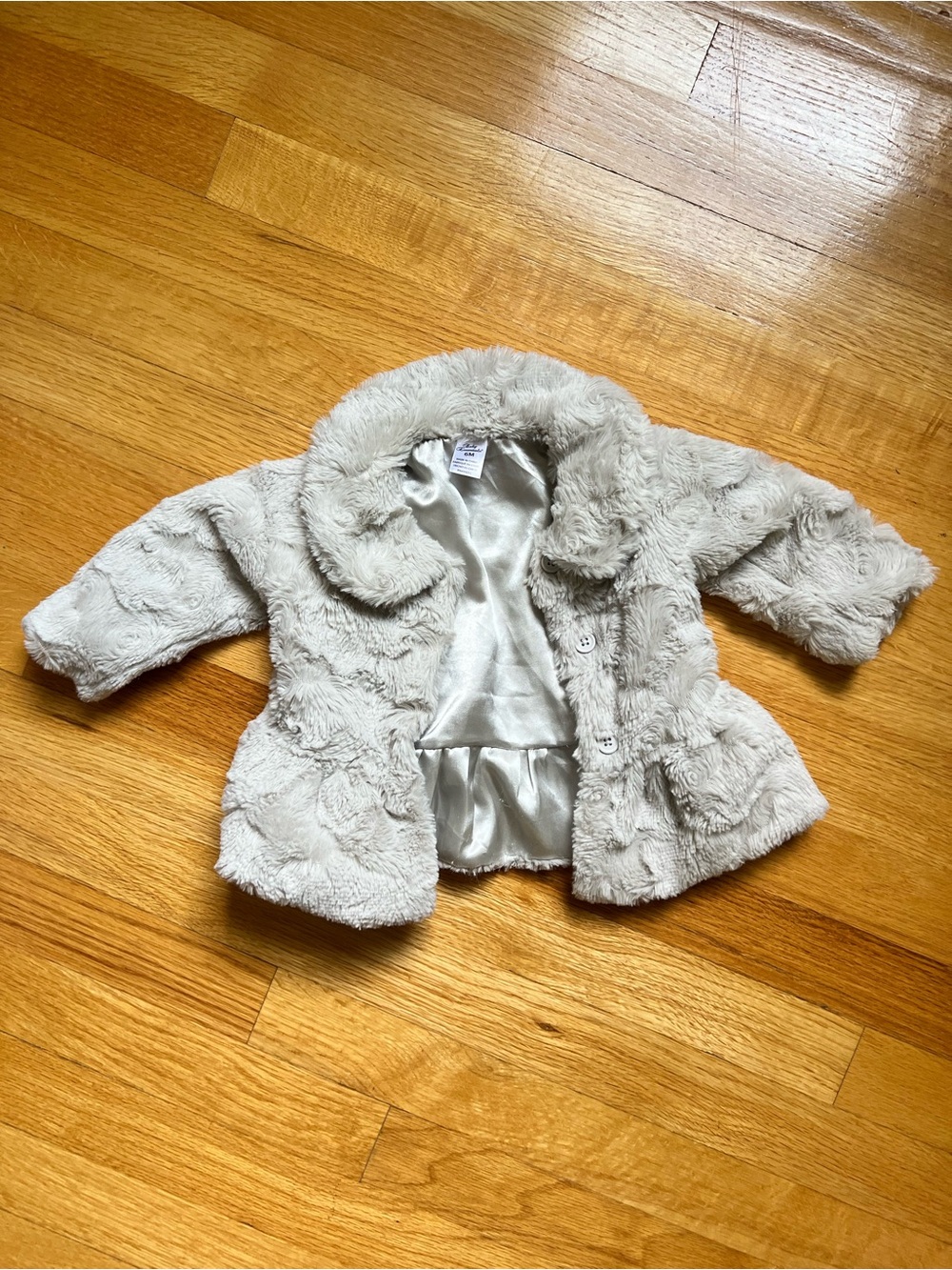 Baby Essentials Gray /Silver Plush Baby Jacket size 6 months